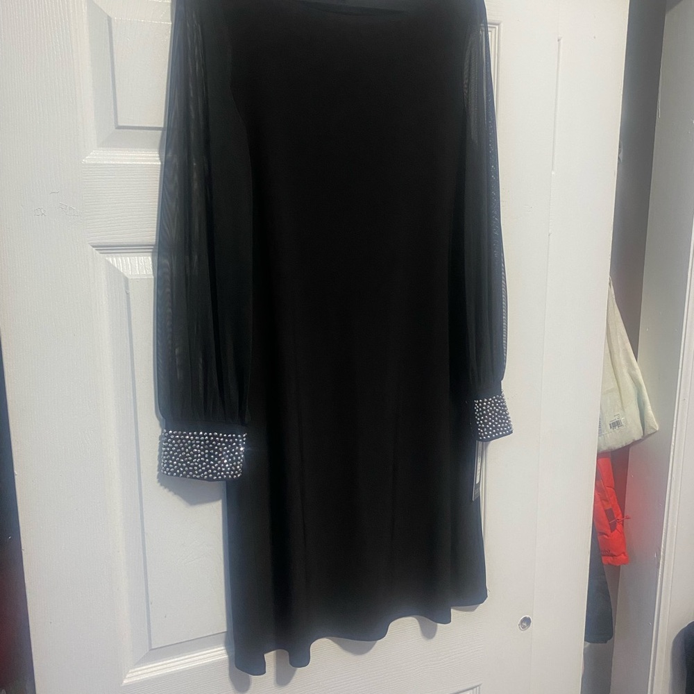 Nicole Miller Black Dress with Beaded Cuffs